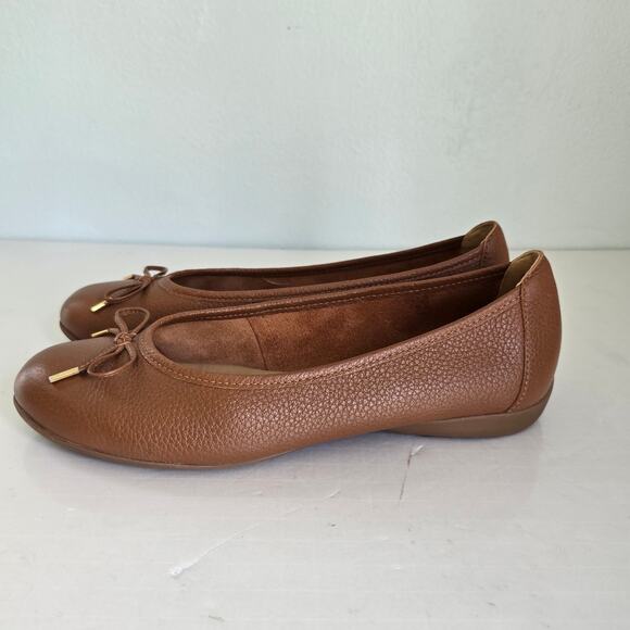 Wirth Gambi Leather Ballet Flats Women's 10.5 Camel Casual Comfort Minimalist - Picture 4 of 8